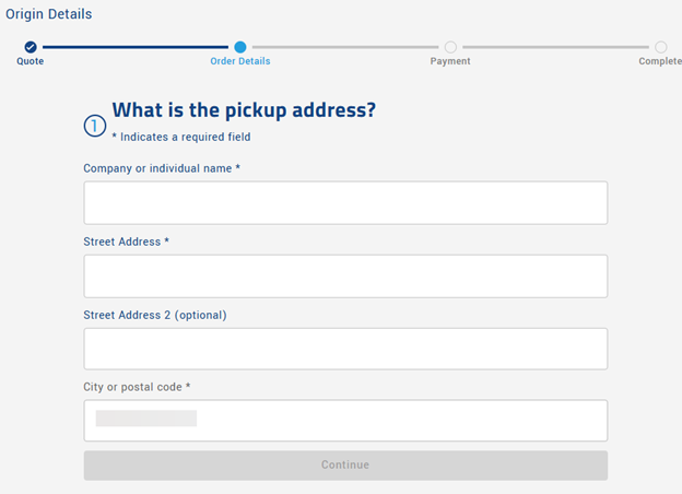 How to book an LTL shipment | Step 9: Enter address