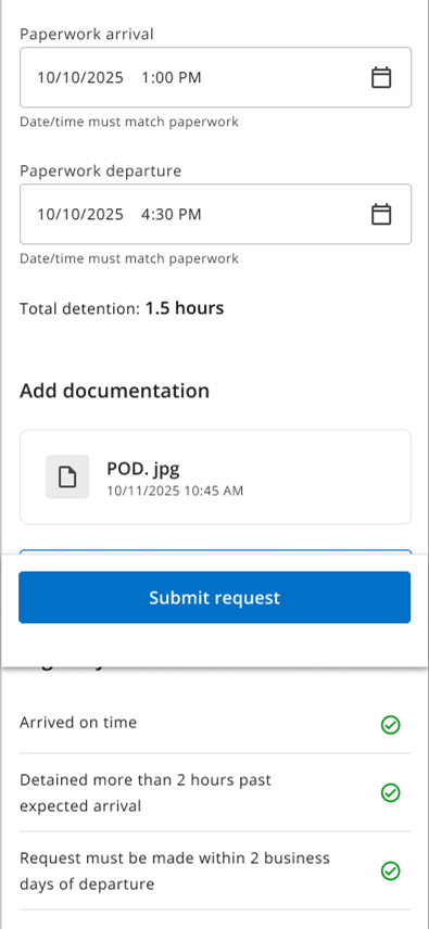 carrier detention request screenshot1