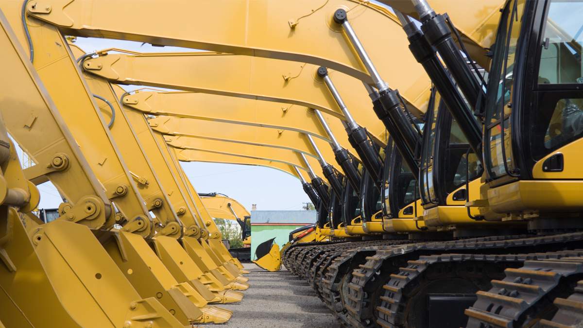 Row of excavators