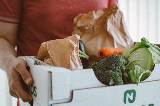 Fresh box of produce delivered to customer